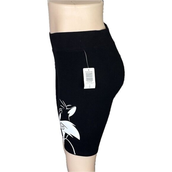 Looney Tunes L Black Tweety Bird & Sylvester Graphic Cotton Stretch Bike Shorts - Picture 5 of 6